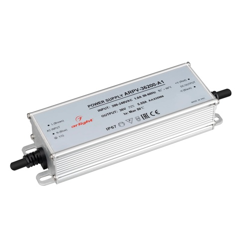 Блок питания ARPV-36200-A1 (36V, 5.55A, 200W) (Arlight, IP67 Металл, 3 года)