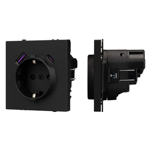 Механизм розетки с USB зарядкой SCT-NOBE-MUAC-SFPL-BK (230V, 16A) (Arlight, -)