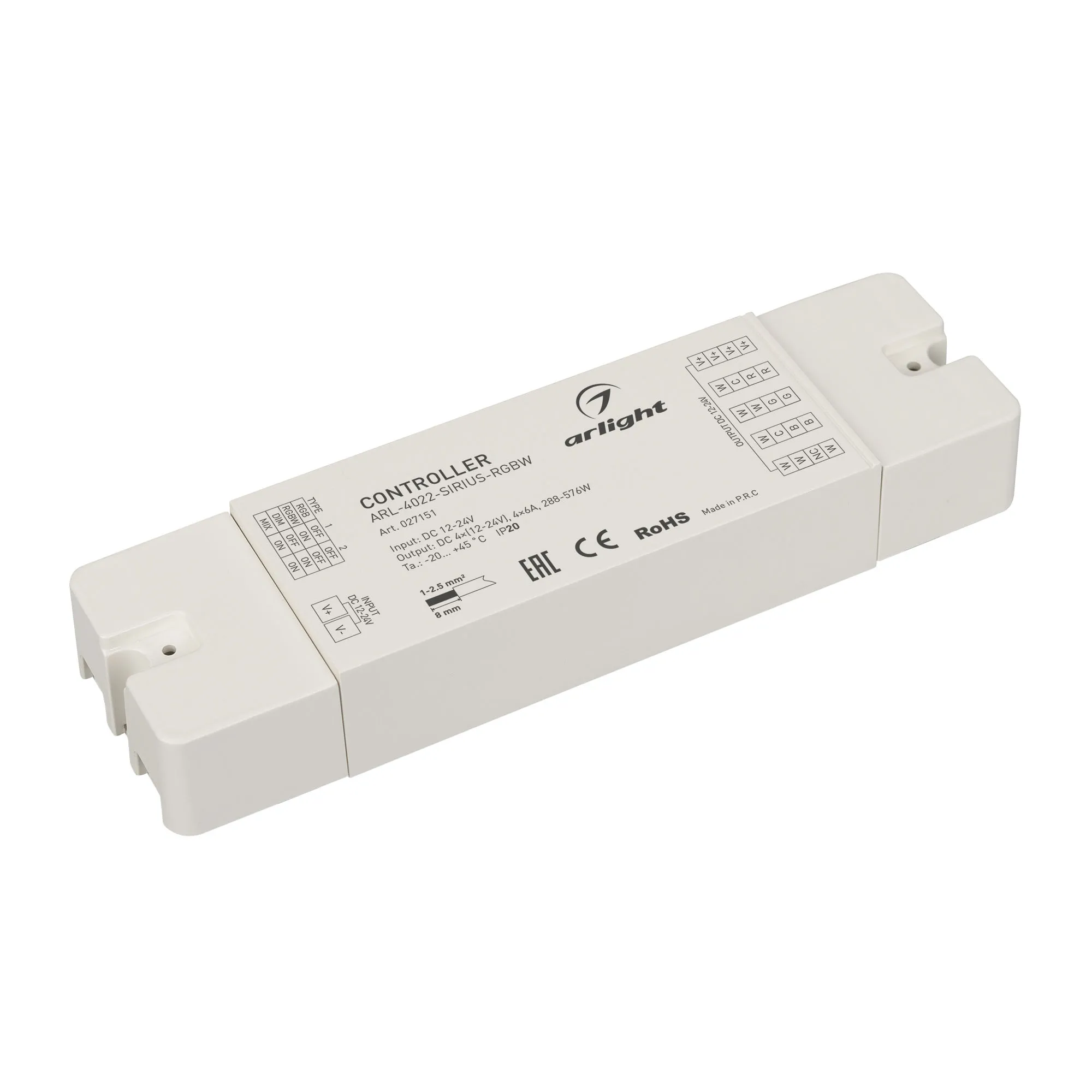 Контроллер ARL-4022-SIRIUS-RGBW (12-24V, 4x6A, 2.4G) (Arlight, IP20 Пластик, 3 года)
