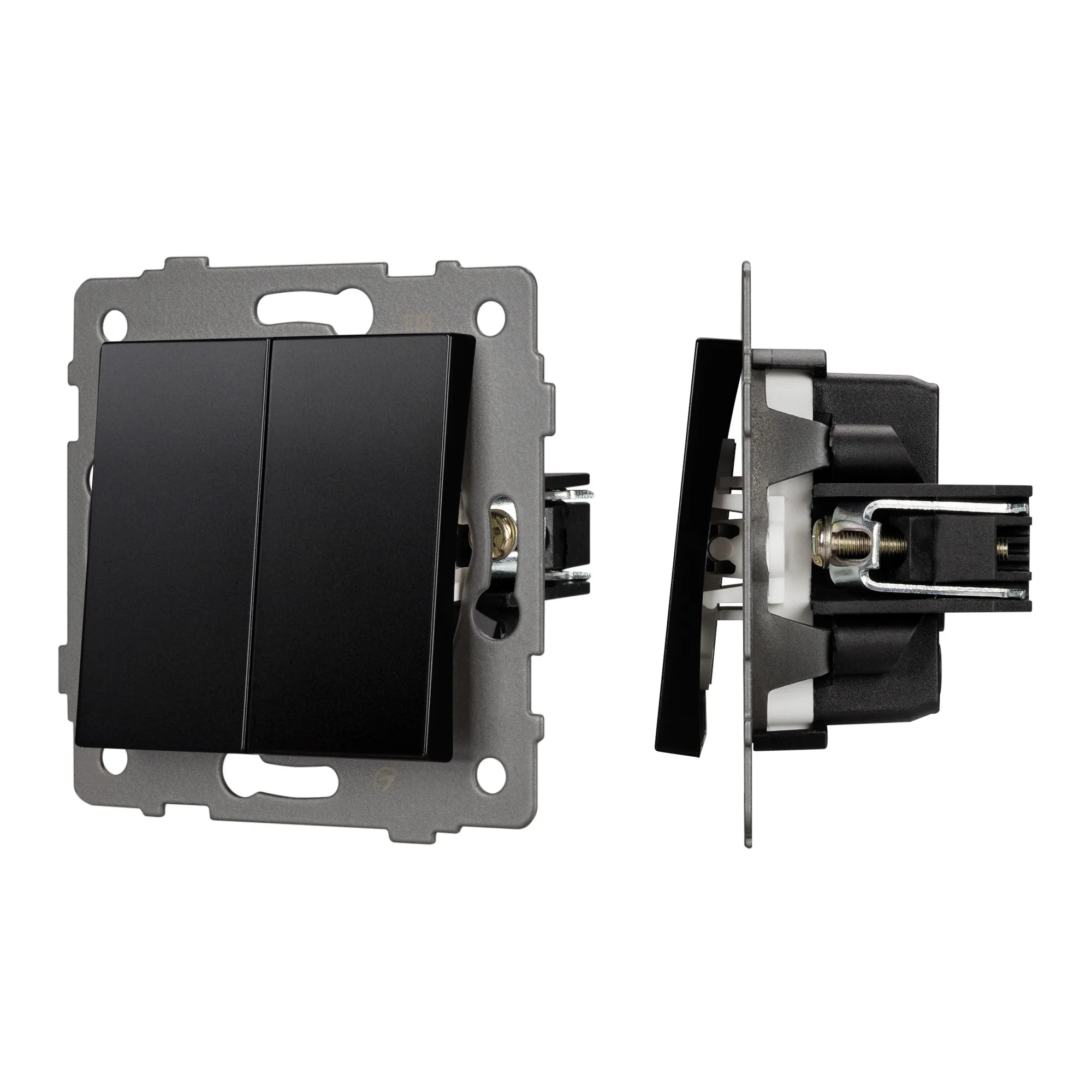 Механизм выключателя двухклавишный непроходной SWT-MK02-PL-BK-V (250V, 10A) (Arlight, -)